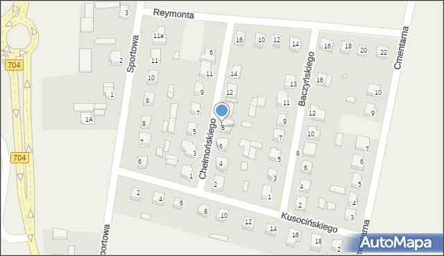 Łyszkowice, Chełmońskiego Józefa, 8, mapa Łyszkowice