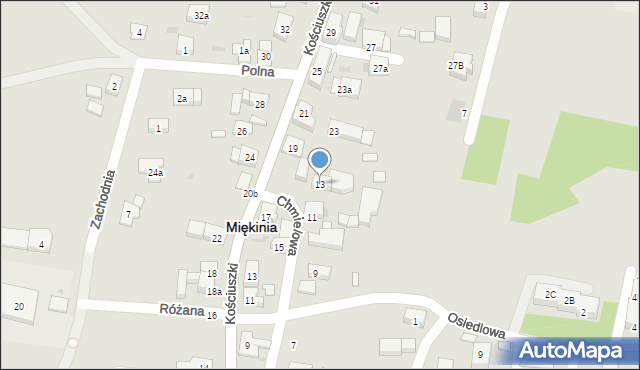 Miękinia, Chmielowa, 13, mapa Miękinia