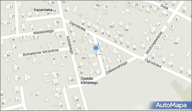 Mielec, Chodkiewicza, 3, mapa Mielca