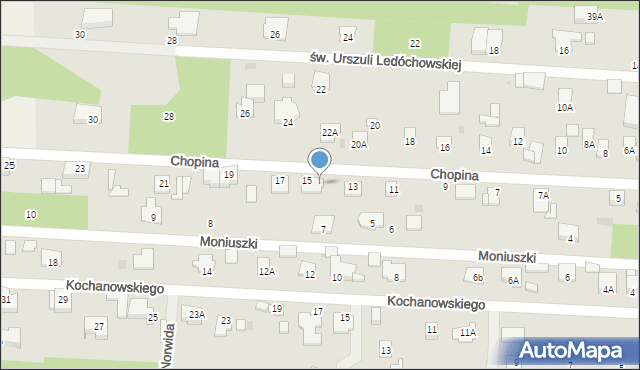 Milanówek, Chopina Fryderyka, 15A, mapa Milanówek