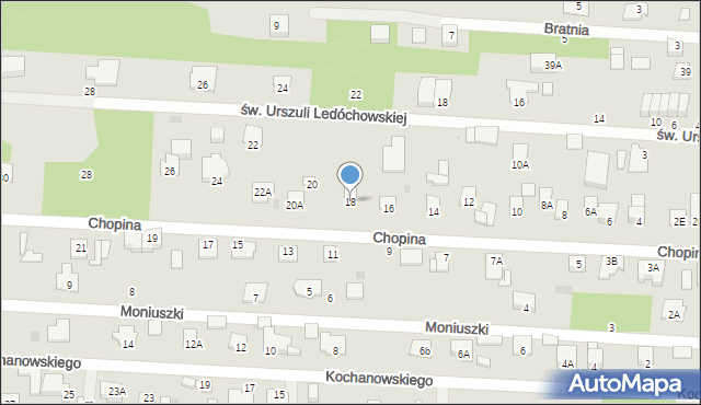 Milanówek, Chopina Fryderyka, 18, mapa Milanówek