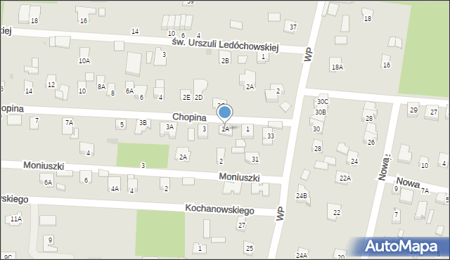 Milanówek, Chopina Fryderyka, 1A, mapa Milanówek