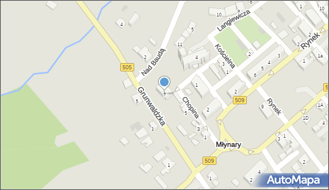 Młynary, Chopina Fryderyka, 7, mapa Młynary