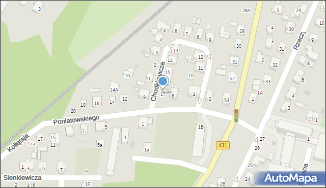 Mosina, Chodkiewicza, 17, mapa Mosina