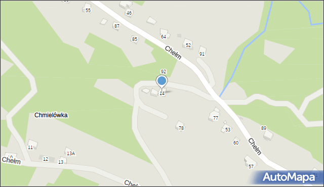 Myślenice, Chełm, 14, mapa Myślenice