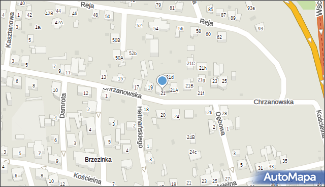 Mysłowice, Chrzanowska, 21, mapa Mysłowice