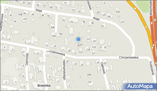 Mysłowice, Chrzanowska, 21d, mapa Mysłowice