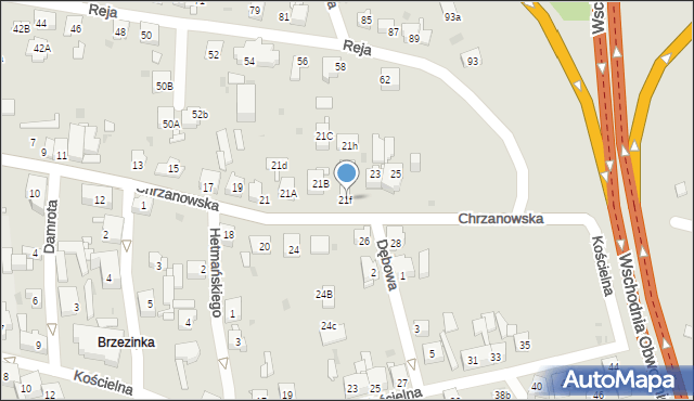 Mysłowice, Chrzanowska, 21f, mapa Mysłowice