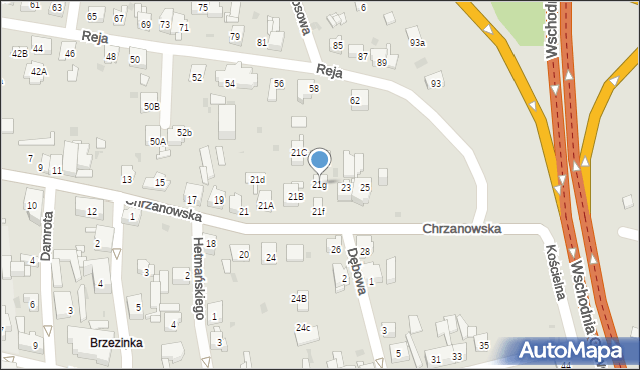 Mysłowice, Chrzanowska, 21g, mapa Mysłowice