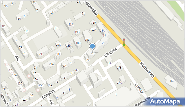 Mysłowice, Chopina Fryderyka, 2C, mapa Mysłowice
