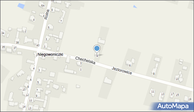 Niegowoniczki, Chechelska, 4, mapa Niegowoniczki