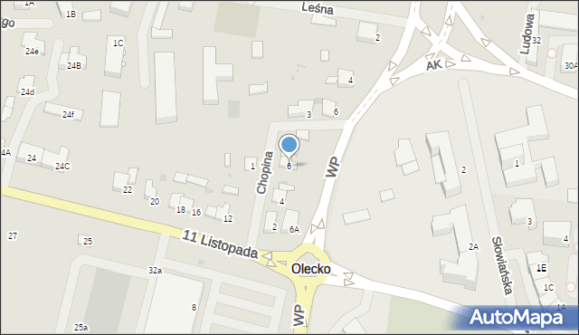 Olecko, Chopina Fryderyka, 6, mapa Olecko