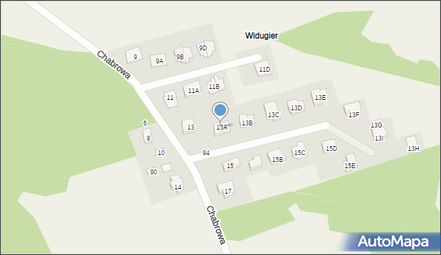 Olmonty, Chabrowa, 13A, mapa Olmonty