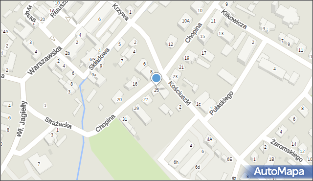 Olsztynek, Chopina Fryderyka, 25, mapa Olsztynek