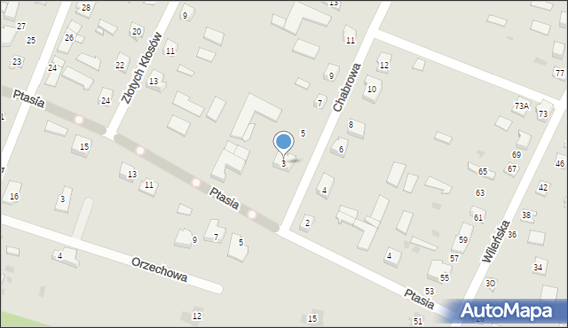 Ostrów Mazowiecka, Chabrowa, 3, mapa Ostrów Mazowiecka