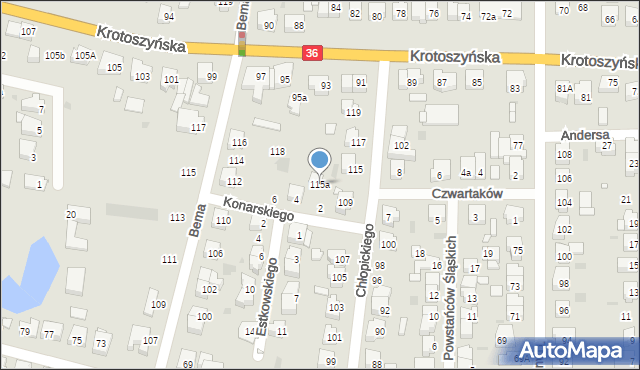 Ostrów Wielkopolski, Chłopickiego Józefa, gen., 115a, mapa Ostrów Wielkopolski