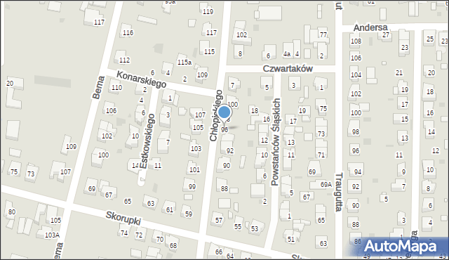 Ostrów Wielkopolski, Chłopickiego Józefa, gen., 96, mapa Ostrów Wielkopolski