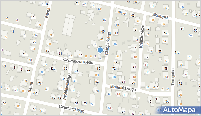 Ostrów Wielkopolski, Chrzanowskiego Wojciecha, gen., 2, mapa Ostrów Wielkopolski