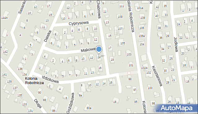 Ostrowiec Świętokrzyski, Chabrowa, 14, mapa Ostrowiec Świętokrzyski