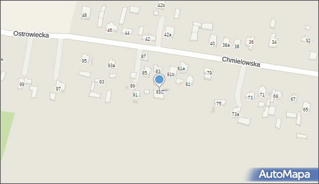 Ostrowiec Świętokrzyski, Chmielowska, 81C, mapa Ostrowiec Świętokrzyski