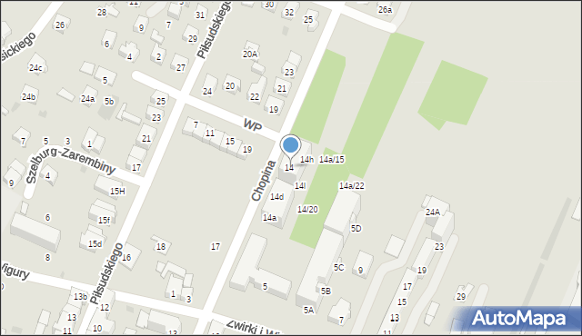 Oświęcim, Chopina Fryderyka, 14g, mapa Oświęcimia