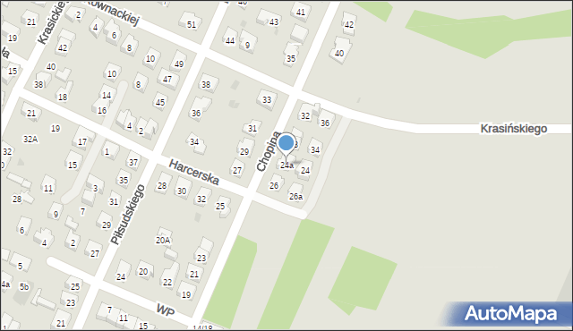 Oświęcim, Chopina Fryderyka, 24a, mapa Oświęcimia