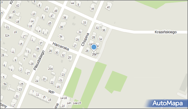 Oświęcim, Chopina Fryderyka, 26a, mapa Oświęcimia