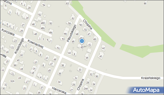 Oświęcim, Chopina Fryderyka, 43, mapa Oświęcimia