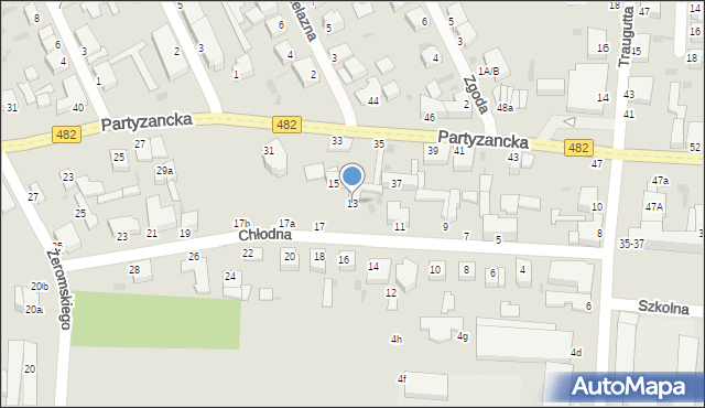 Pabianice, Chłodna, 13, mapa Pabianic