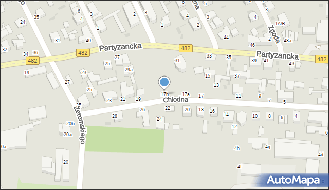 Pabianice, Chłodna, 17b, mapa Pabianic