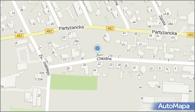 Pabianice, Chłodna, 17b, mapa Pabianic