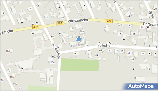 Pabianice, Chłodna, 21, mapa Pabianic