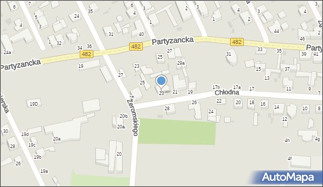Pabianice, Chłodna, 23, mapa Pabianic