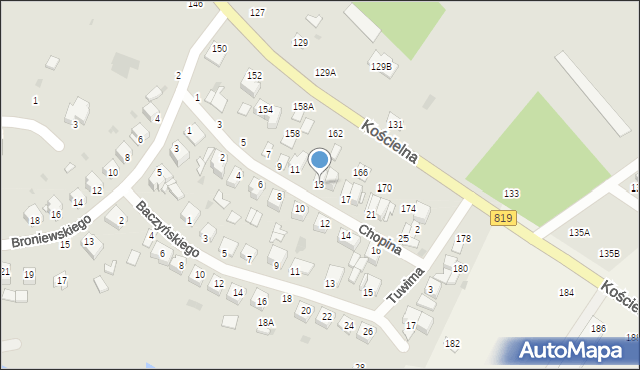 Parczew, Chopina Fryderyka, 13, mapa Parczew