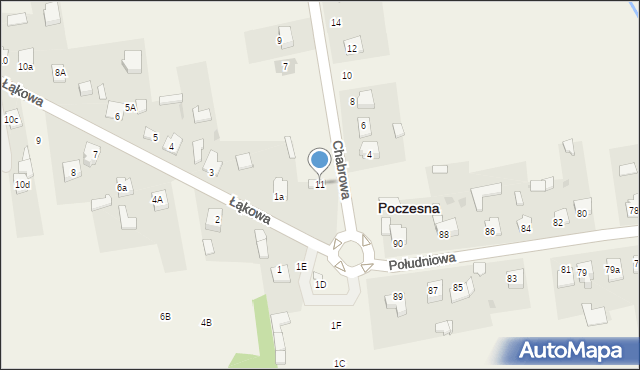 Poczesna, Chabrowa, 11, mapa Poczesna