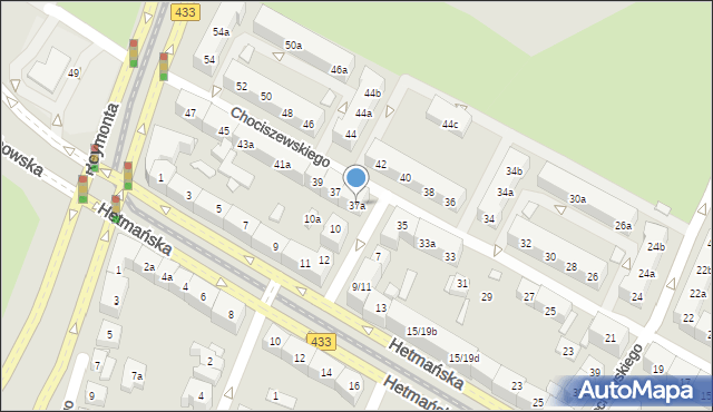 Poznań, Chociszewskiego Józefa, 37a, mapa Poznania