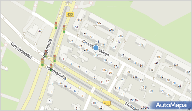 Poznań, Chociszewskiego Józefa, 41a, mapa Poznania