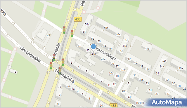 Poznań, Chociszewskiego Józefa, 43a, mapa Poznania