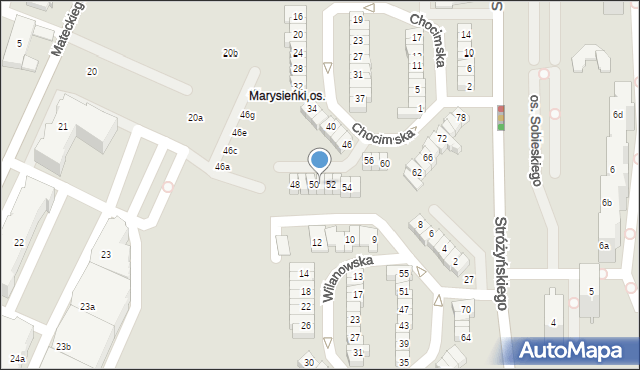 Poznań, Chocimska, 50a, mapa Poznania