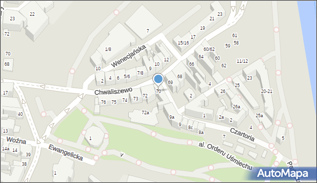 Poznań, Chwaliszewo, 70, mapa Poznania