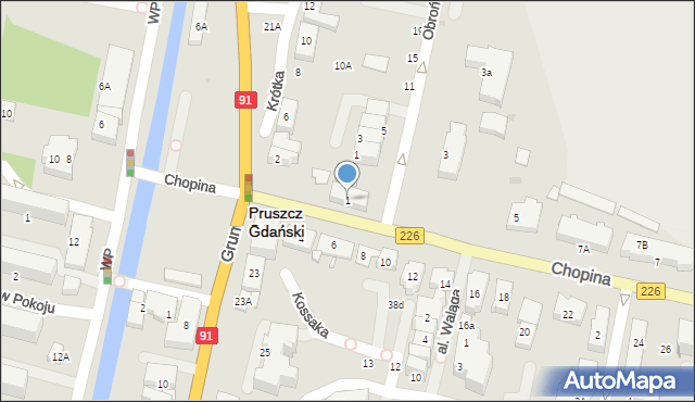 Pruszcz Gdański, Chopina Fryderyka, 1, mapa Pruszcz Gdański