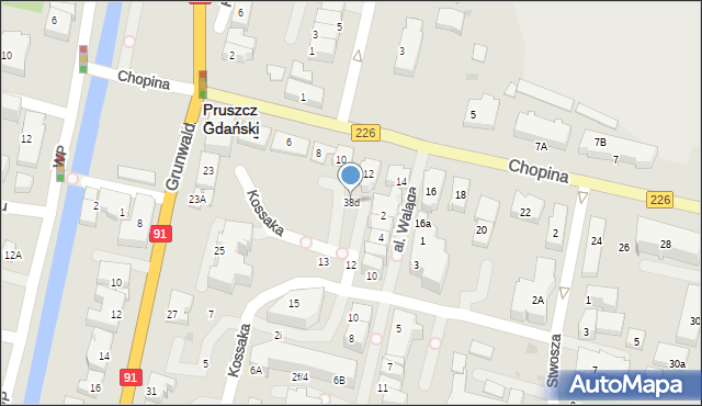 Pruszcz Gdański, Chopina Fryderyka, 38d, mapa Pruszcz Gdański