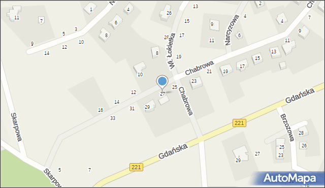 Przywidz, Chabrowa, 27, mapa Przywidz