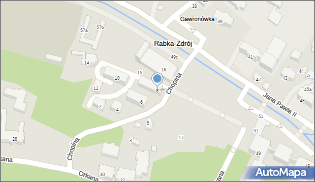 Rabka-Zdrój, Chopina Fryderyka, 8, mapa Rabka-Zdrój