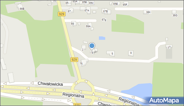 Rybnik, Chałubińskiego Tytusa, 3, mapa Rybnika