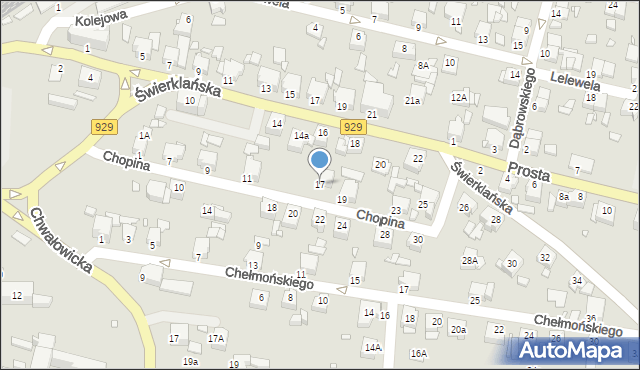 Rybnik, Chopina Fryderyka, 17, mapa Rybnika