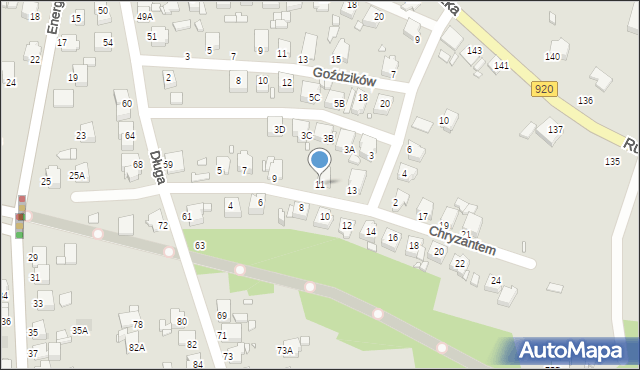 Rybnik, Chryzantem, 11, mapa Rybnika