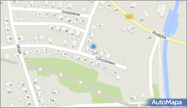 Rybnik, Chryzantem, 17, mapa Rybnika