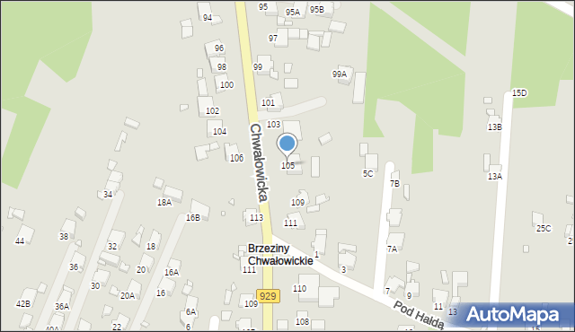 Rybnik, Chwałowicka, 105, mapa Rybnika