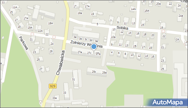 Rybnik, Chwałowicka, 27b, mapa Rybnika